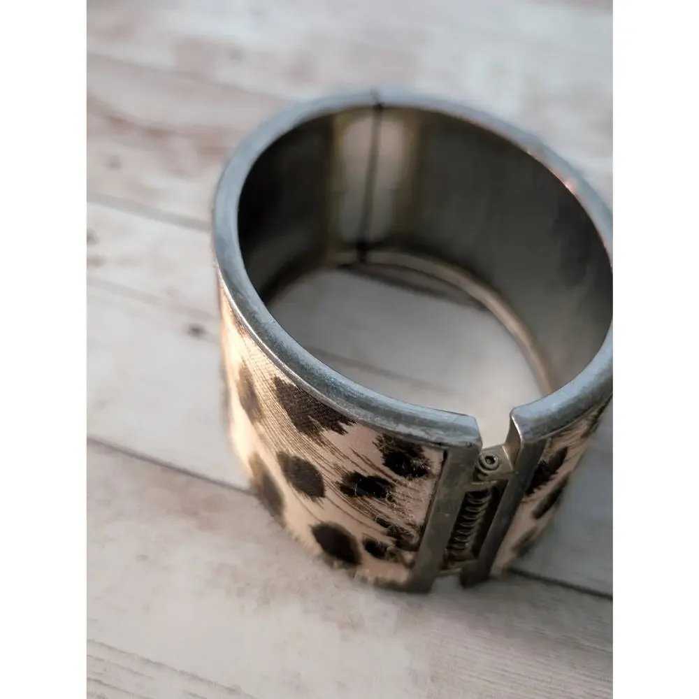 Vintage Chunky Hinged Bracelet Animal Print - Fair Condition